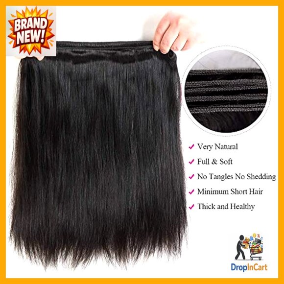 Brazilian Straight Human Hair Extensions 16 Inch Trippy Bundle Virgin Hair main image 6